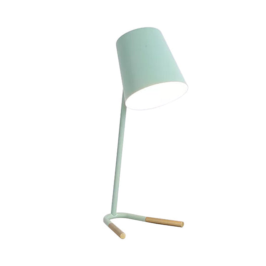 Athena - Pink/Green Tapered Nightstand Light Macaron 1 Head Iron Table Lighting With Swivelable