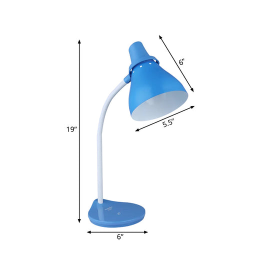 Sarah - Bendable Horn Iron Reading Light Macaron 1 Blue Desk Lamp With Touch Dimmer Switch