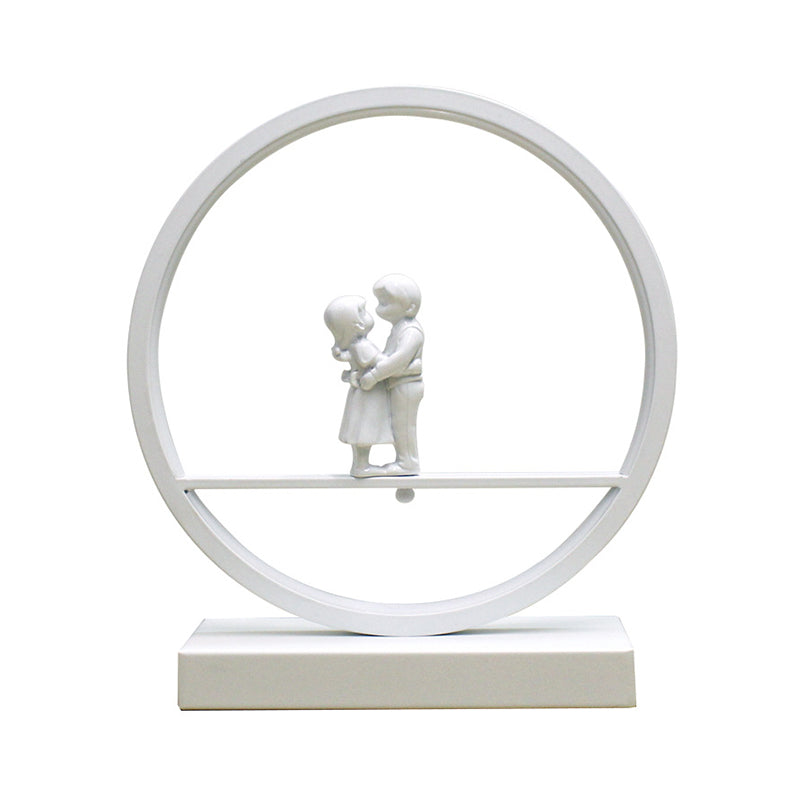 Simona - Romantic Black/White Hoop Nightstand Light Simple Acrylic Table Lamp In Warm/White With