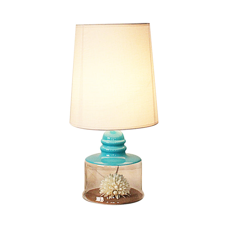 Rosaria - Pastoral Fabric Barrel Restaurant Table Lighting With Dried Flower And