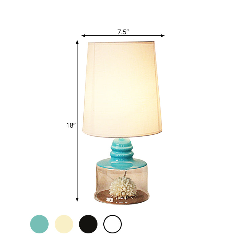 Rosaria - Pastoral Fabric Barrel Restaurant Table Lighting With Dried Flower And