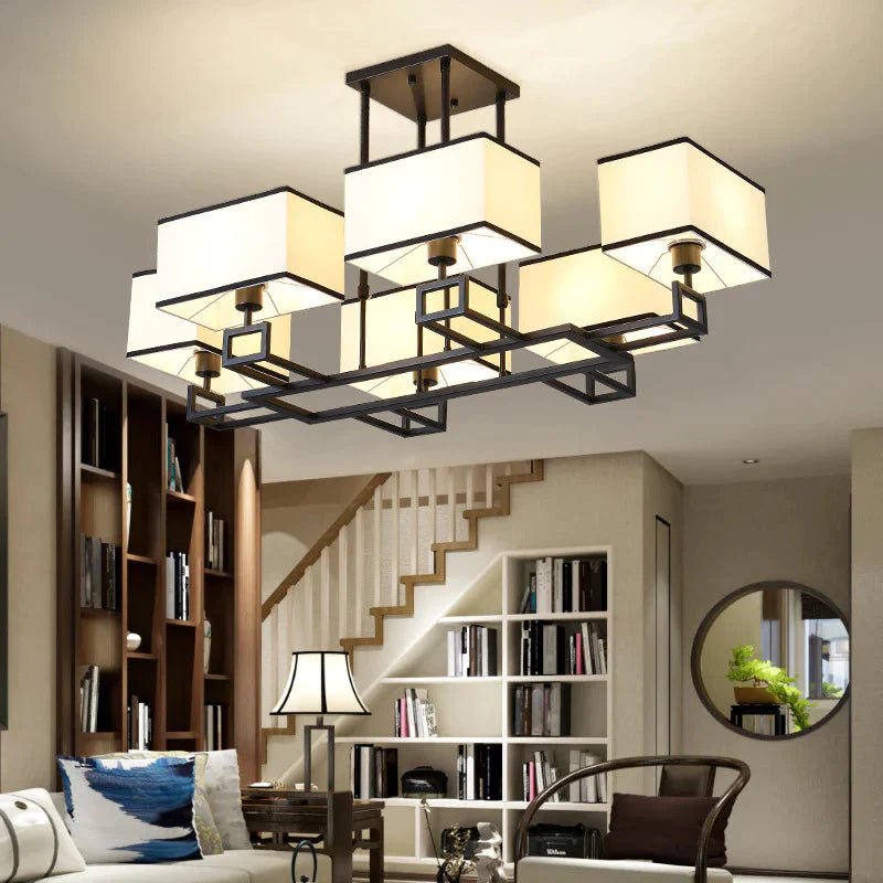 Chandelier Living Room Lamp Study Bedroom Led Lighting Restaurant Rectangular Lamps Pendant