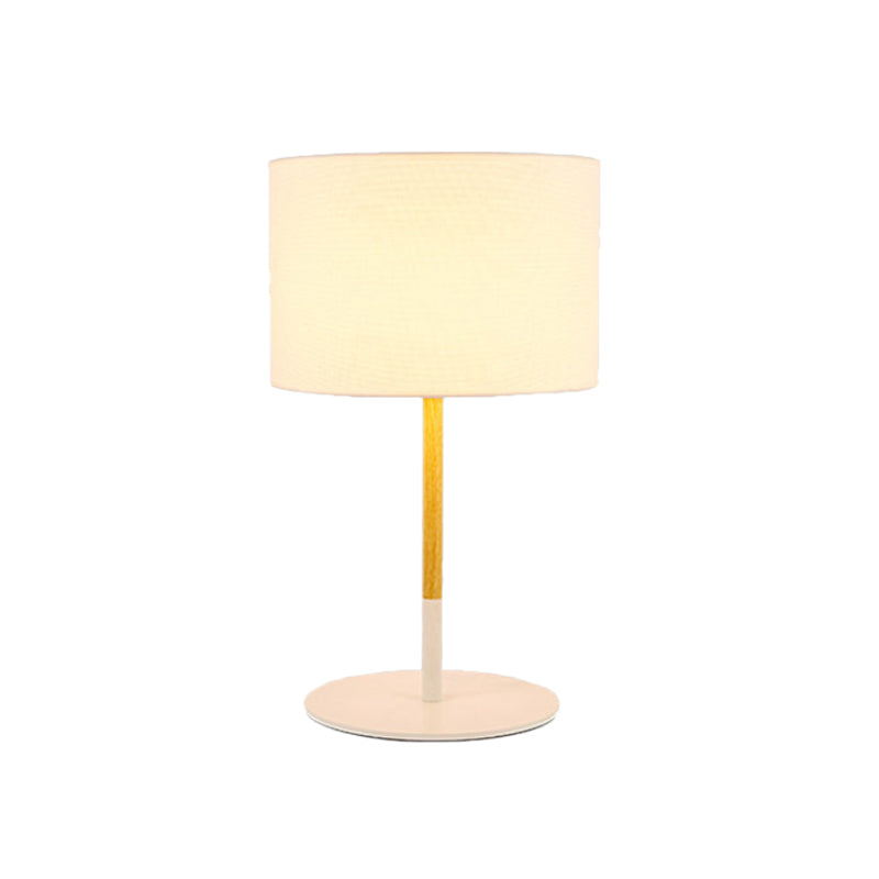 Lillian - Countryside Fabric Drum Shade Nightstand Lighting White