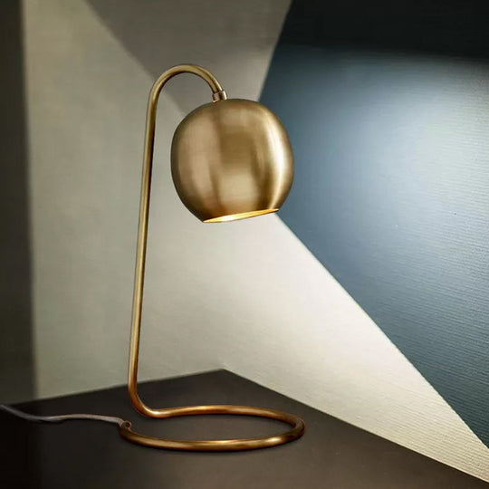 Sara - Golden 1 Light Spherical Nightstand Lighting Colonialism Metallic Night With Circle Base