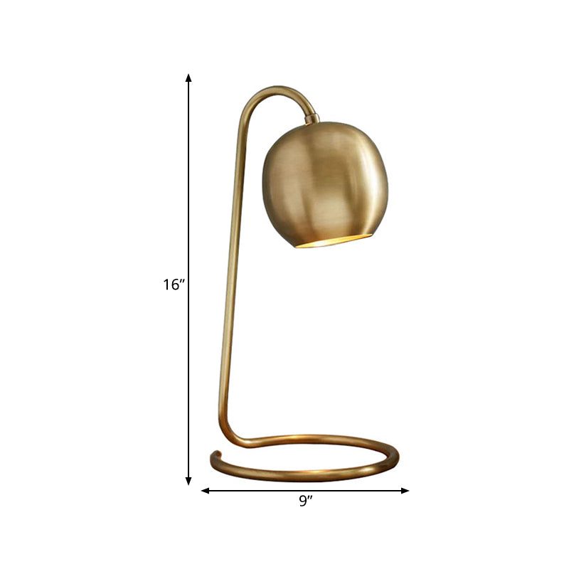 Sara - Golden 1 Light Spherical Nightstand Lighting Colonialism Metallic Night With Circle Base