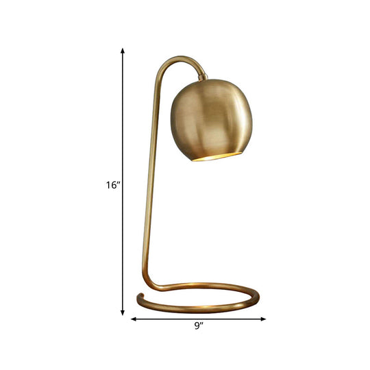 Sara - Golden 1 Light Spherical Nightstand Lighting Colonialism Metallic Night With Circle Base