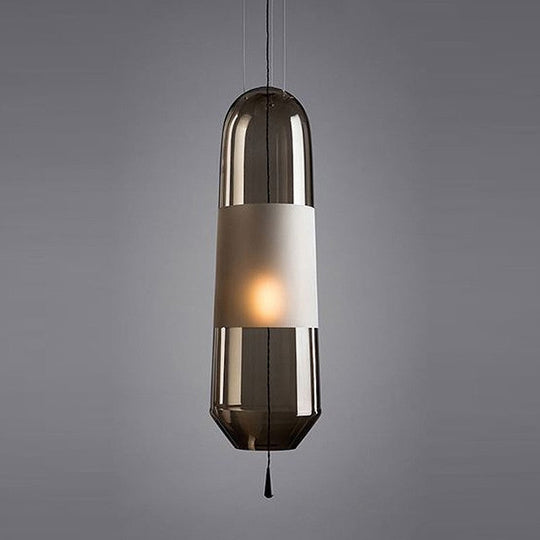 Sarah - Ellipse Bedside Pendant Lighting Cognac/Smoke/Clear Glass 1 - Light Simple Ceiling