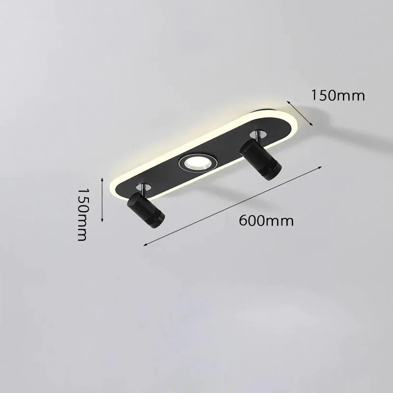 Creative Spotlight Led Ceiling Lamp Living Room Cloakroom Nordic Minimalist Strip Black / L60Cm -