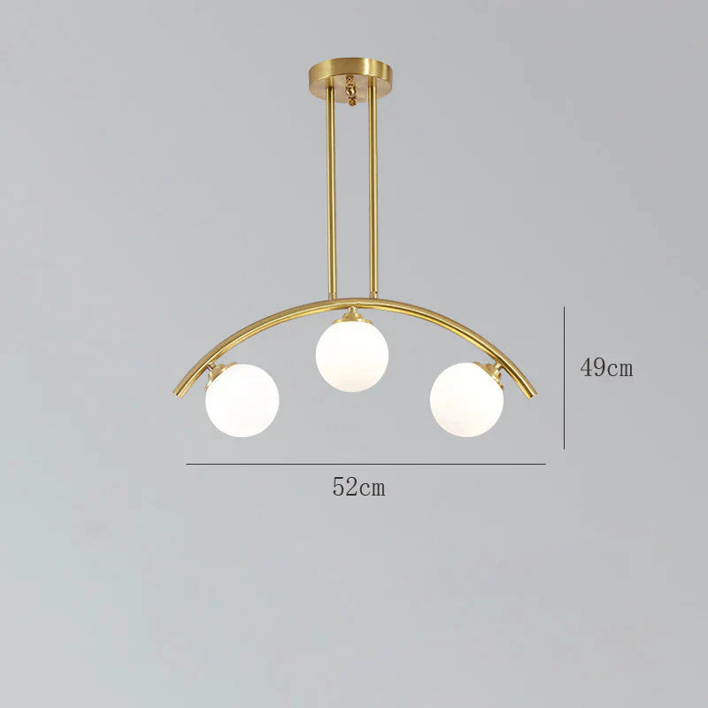 Nordic Restaurant Long Copper Chandelier Bar Minimalist Creative Personalized Glass Lamp Net Red