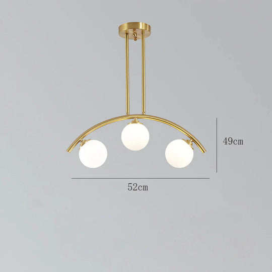 Nordic Restaurant Long Copper Chandelier Bar Minimalist Creative Personalized Glass Lamp Net Red