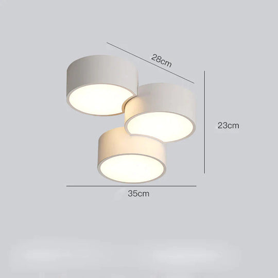 Simple Geometric Circular Living Room Lamp Creative Art Bedroom Study Ceiling White / 3 Heads Warm