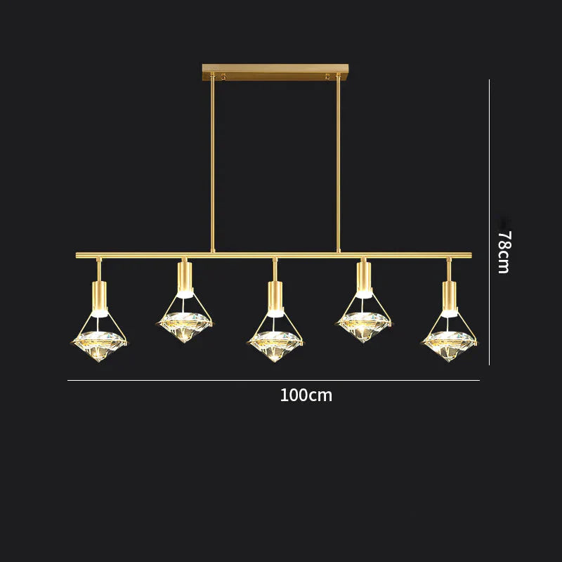 All Copper Light Luxury Restaurant Chandelier Modern Simple Atmospheric Crystal Lamp Pendant
