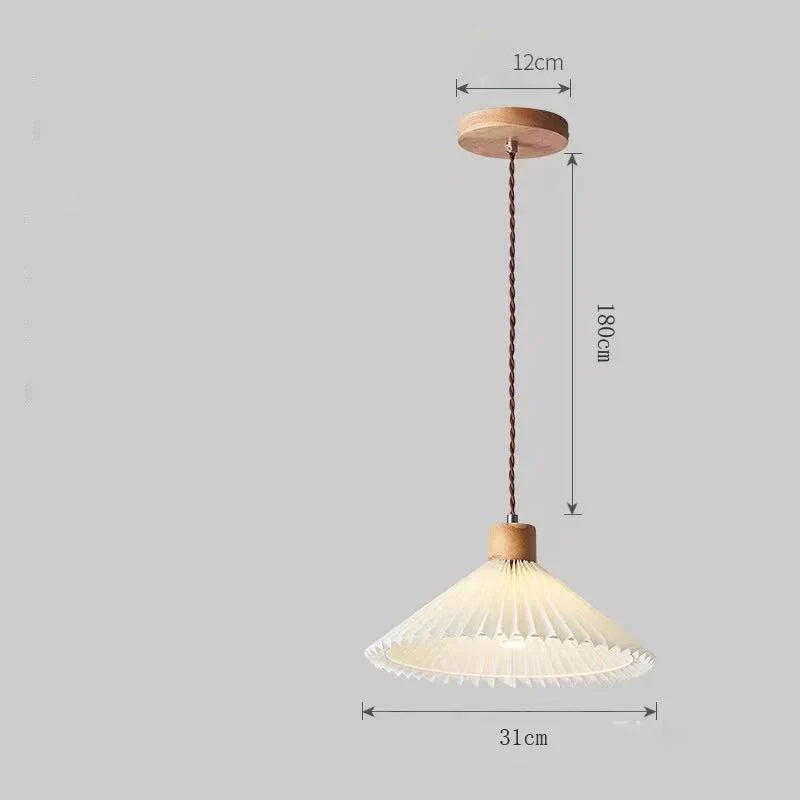 Nordic Pleated Bedside Chandelier Solid Wood Household Bedroom Dining Room B&B Minimalist Creative