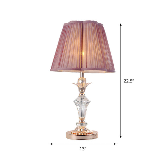 Benetnasch - 1 - Head Pink Crystal Bedroom Desk Lamp With Scalloped Shade