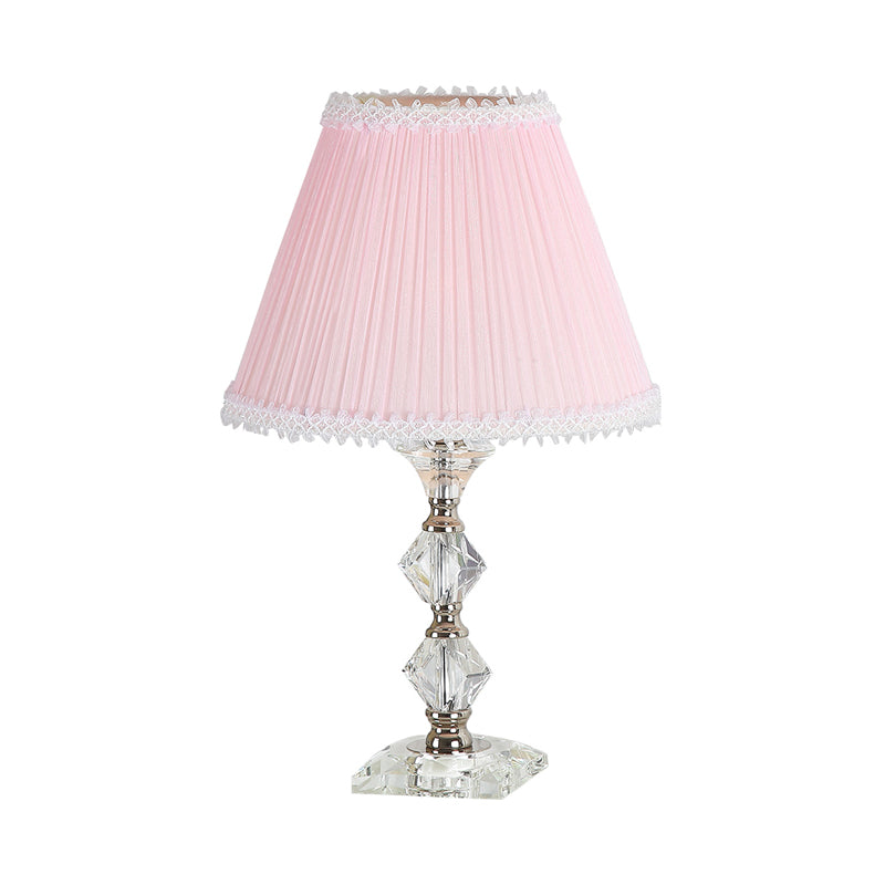 Benetnasch - 1 - Head Pink Crystal Bedroom Desk Lamp With Scalloped Shade