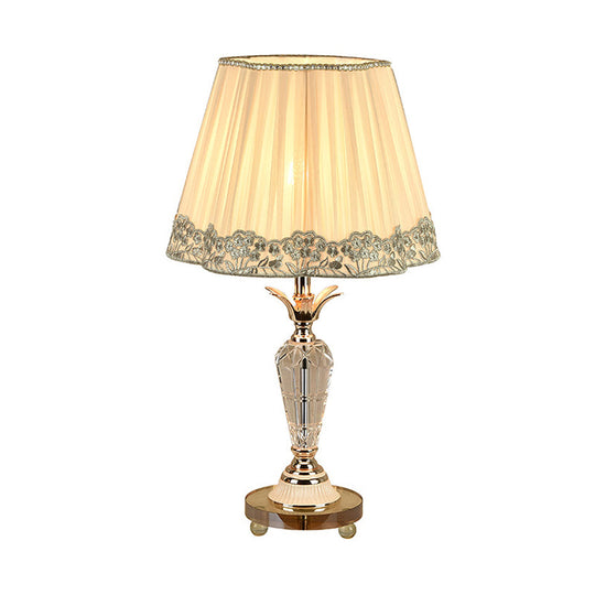 Patricia - Clear Urn Crystal Nightstand Light Classic 1 - Bulb Bedside Desk Lighting In Beige With