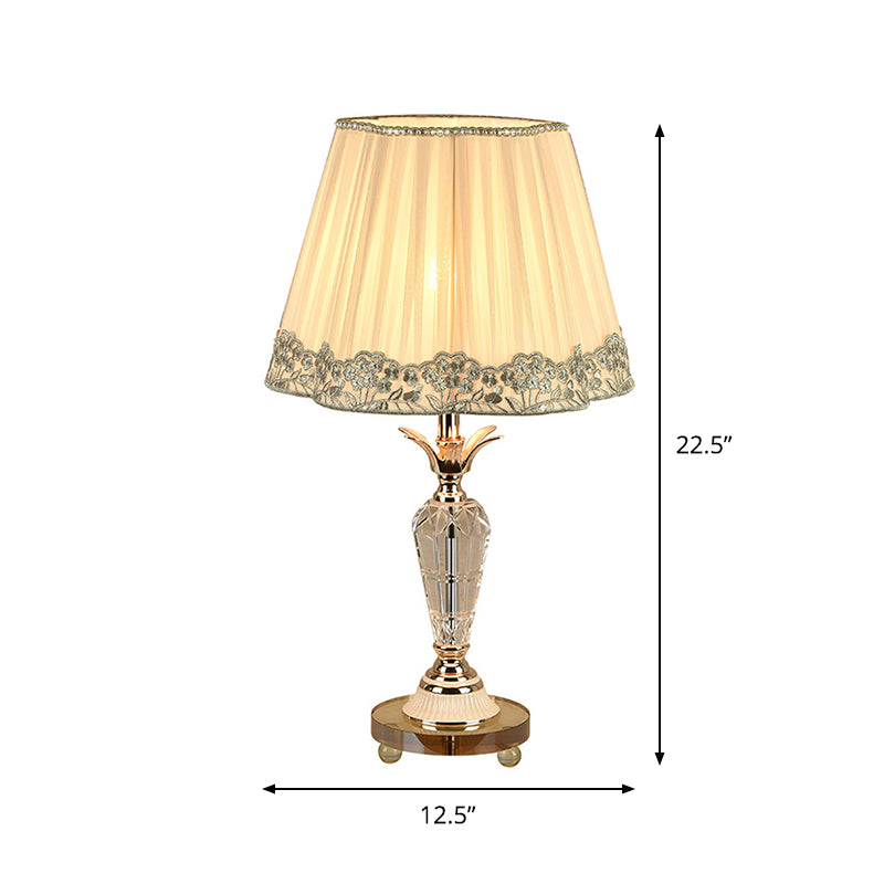 Patricia - Clear Urn Crystal Nightstand Light Classic 1 - Bulb Bedside Desk Lighting In Beige With