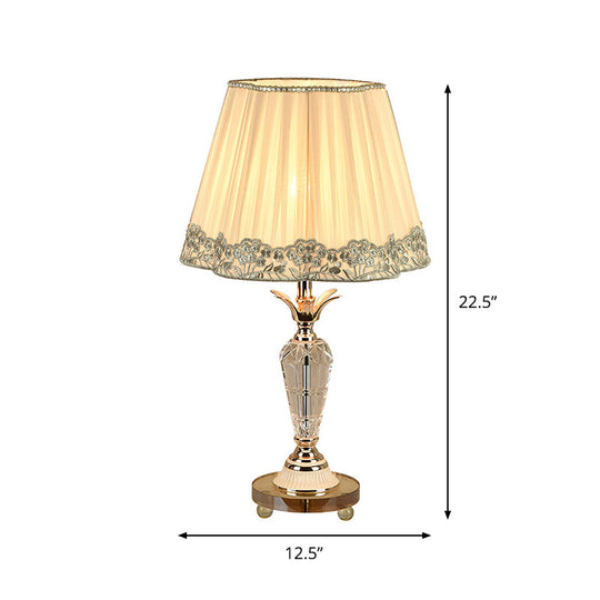 Patricia - Clear Urn Crystal Nightstand Light Classic 1 - Bulb Bedside Desk Lighting In Beige With