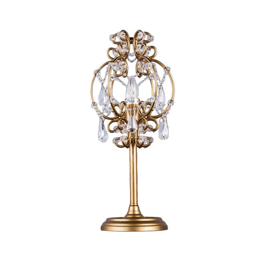 Askella - Retro Style Lantern Table Lamp Metal 1 - Light Nightstand Lighting In White/Gold With