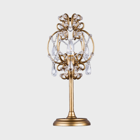 Askella - Retro Style Lantern Table Lamp Metal 1 - Light Nightstand Lighting In White/Gold With