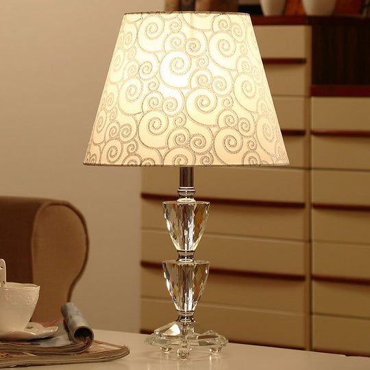Mara - Modern Clear Crystal Globe/Triangle - Like Desk Light 1 Bulb Nightstand Lamp In White/Silver