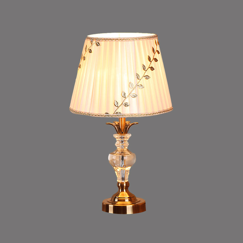 Chloe - Leaf Leaf - And - Vine Patterned Shade Bedroom Table Light Traditional Fabric 1 Bulb White