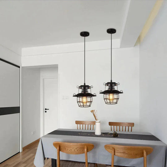 Restaurant Bar Wrought Iron Chandelier Retro Aisle Stairs Cafe Lamps Pendant