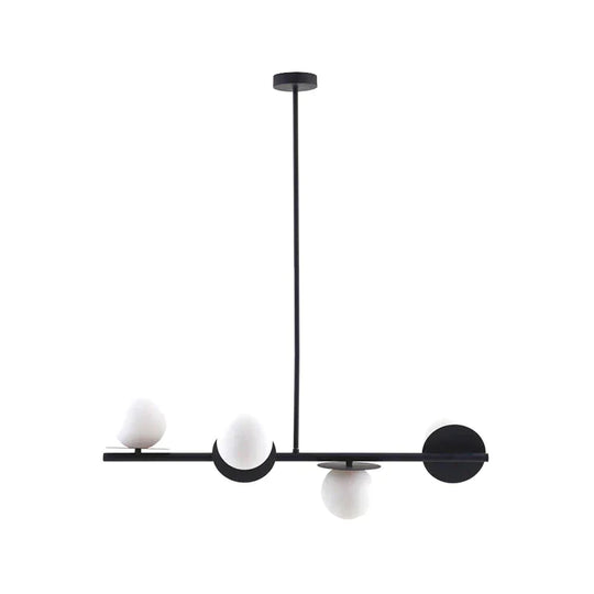 Island Pendant Contemporary Matte White Glass Ceiling 4 - Light Ball Light In White/Black With