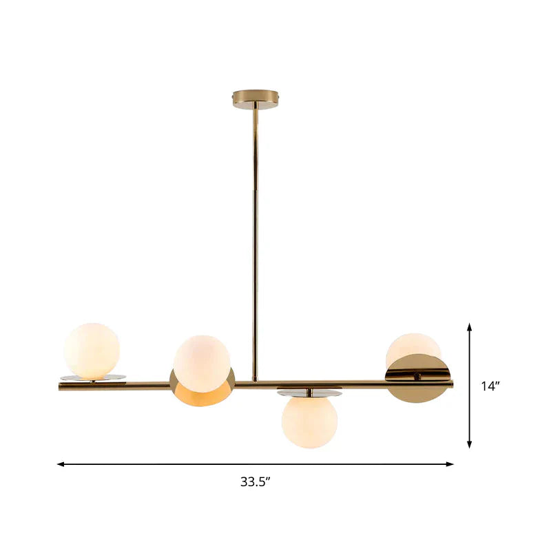 Island Pendant Contemporary Matte White Glass Ceiling 4 - Light Ball Light In White/Black With