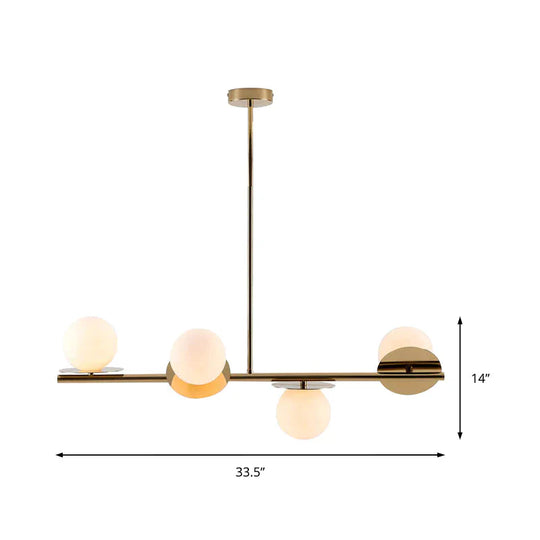 Island Pendant Contemporary Matte White Glass Ceiling 4 - Light Ball Light In White/Black With