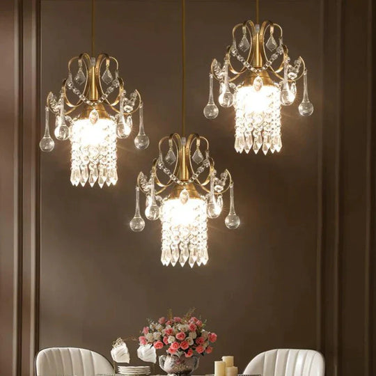 Light Luxury Small Chandelier Single Head Crystal Dining Room American Bar Porch Corridor
