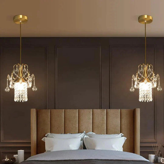 Light Luxury Small Chandelier Single Head Crystal Dining Room American Bar Porch Corridor