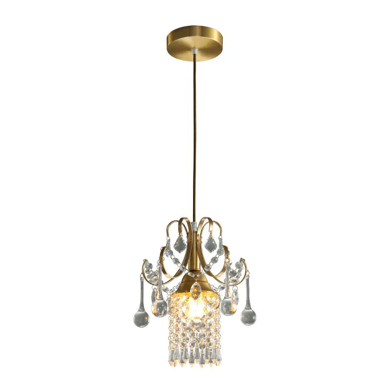 Light Luxury Small Chandelier Single Head Crystal Dining Room American Bar Porch Corridor