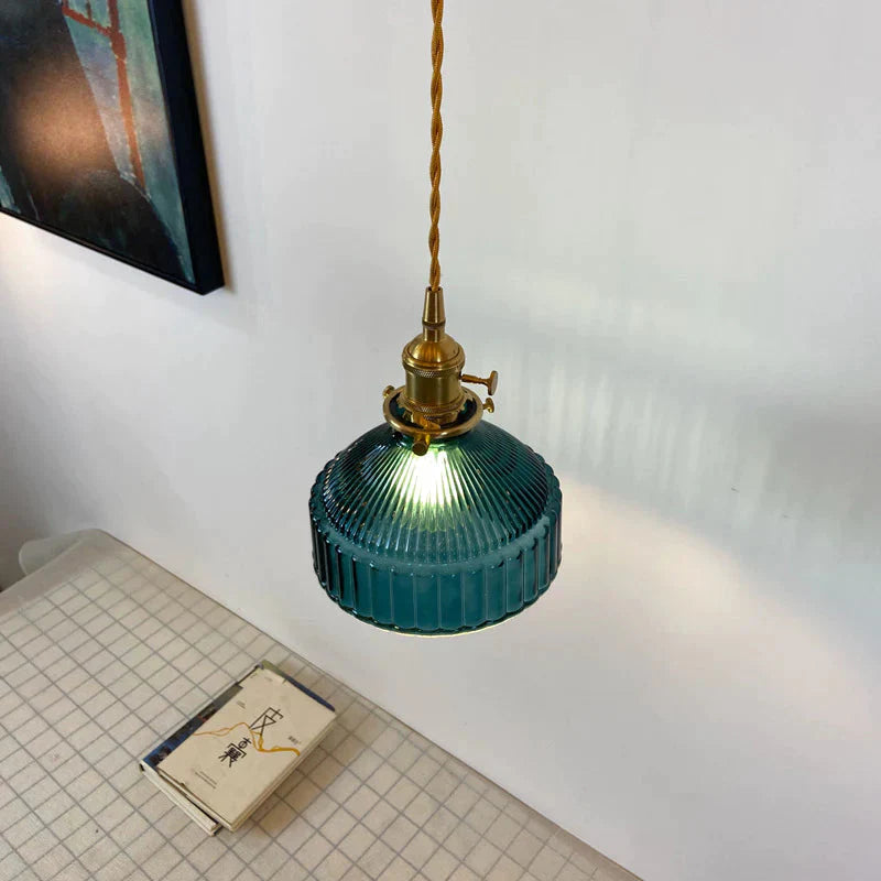 Retro Brass Glass Chandelier Creative Personality Light In The Bedroom Pendant