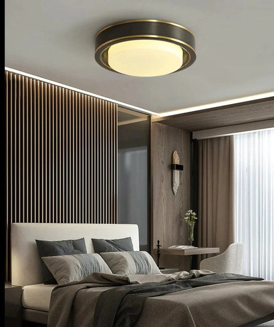 Simple Modern Room Living Black Copper Ceiling Lamp