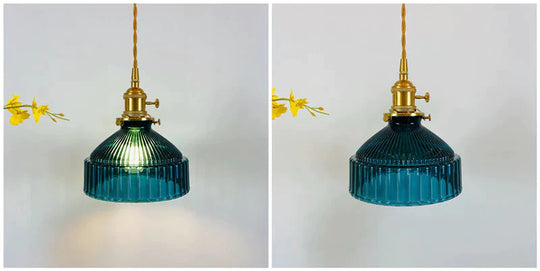 Retro Brass Glass Chandelier Creative Personality Light In The Bedroom Pendant
