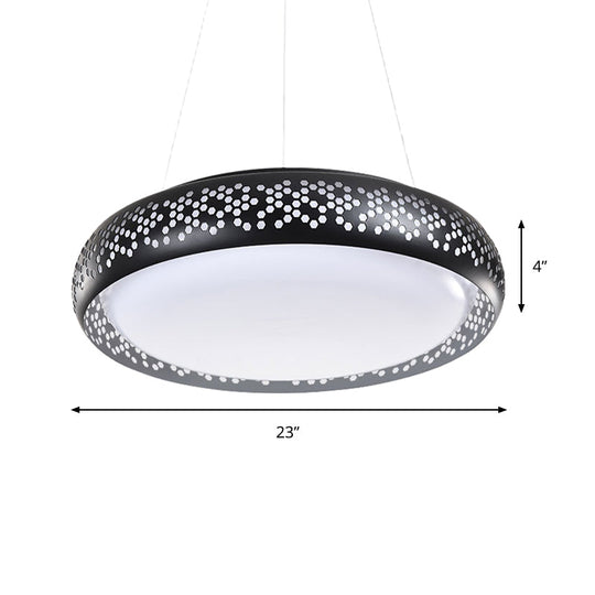 Cursa - Modern Black/White Drum Hanging Pendant Light 1 Head Metal Fixture In Warm/White/Natural