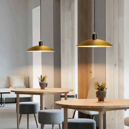 Single Dining Room Chandelier Simple Round Bedroom Copper Lamp Pendant