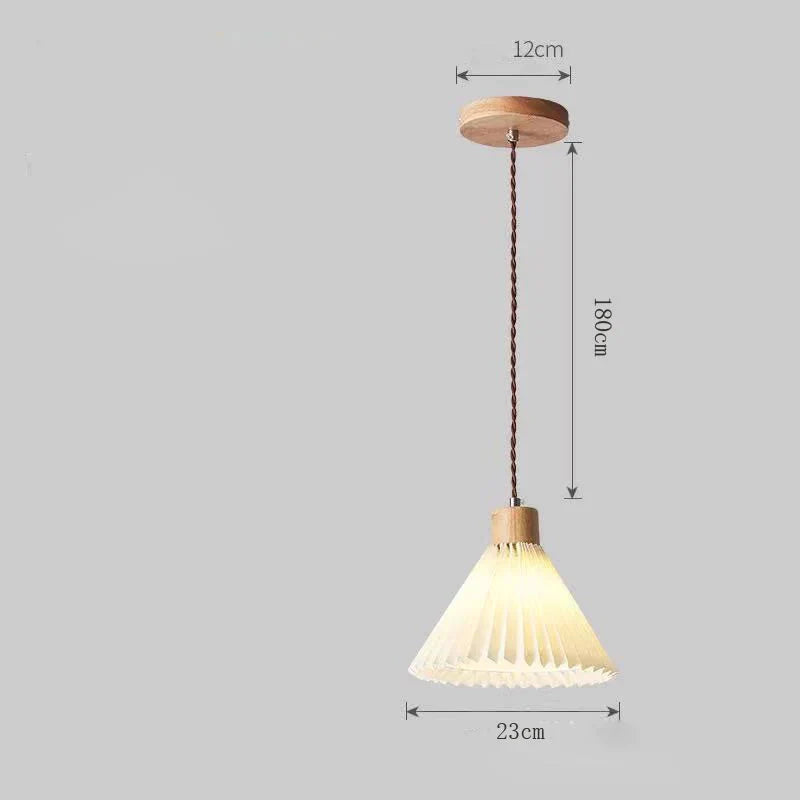 Nordic Pleated Bedside Chandelier Solid Wood Household Bedroom Dining Room B&B Minimalist Creative