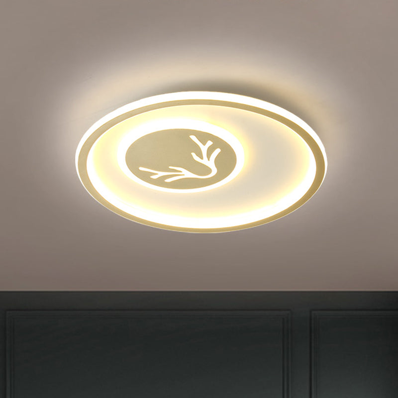 Minimalist Acrylic Antler Flush Light Fixture - Led Close - To - Ceiling Lamp In Gold For Bedrooms