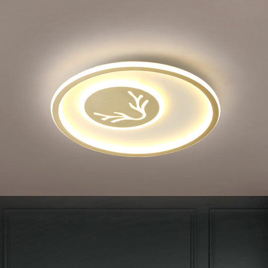 Minimalist Acrylic Antler Flush Light Fixture - Led Close - To - Ceiling Lamp In Gold For Bedrooms