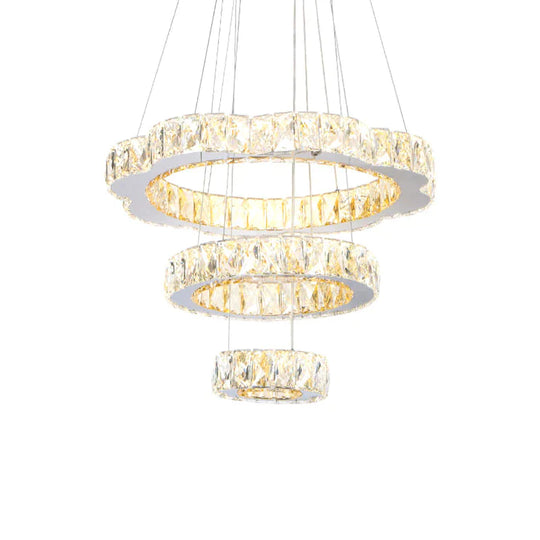 3 - Tier Chrome Ceiling Crystal Chandelier