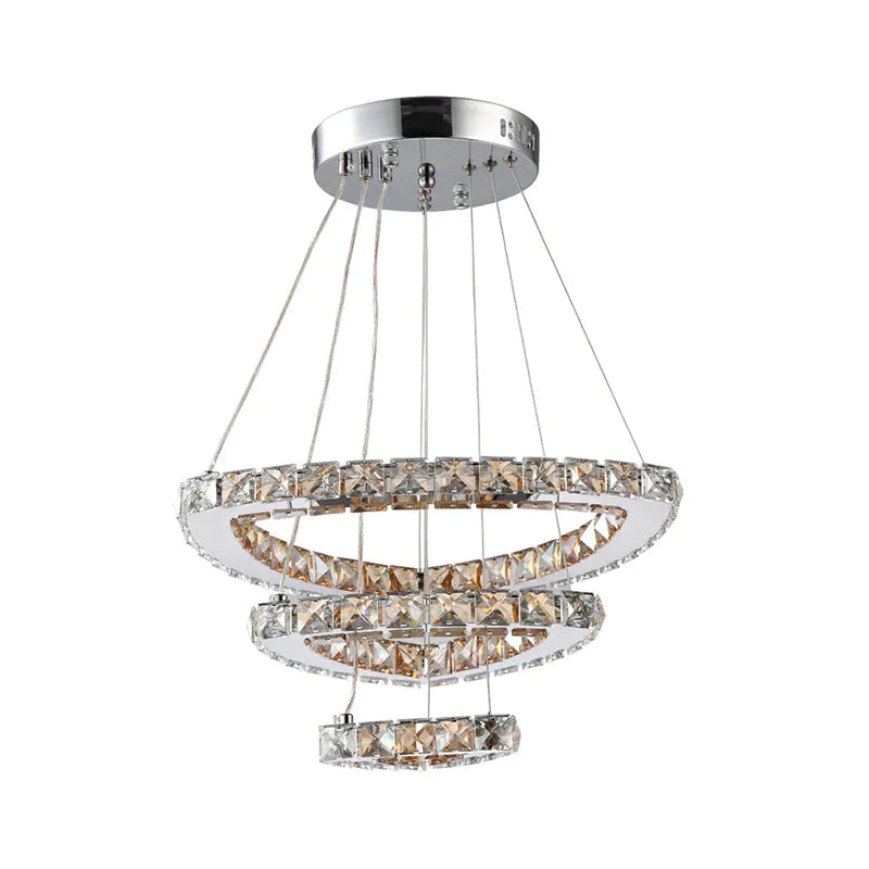 3 - Tier Semicircle Hanging Modern Crystal Chandelier