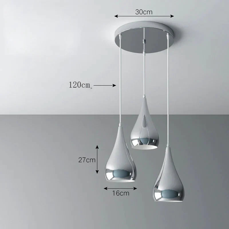 Creative Chandelier Modern Light Luxury Restaurant Simple Single Head Three Silver Bar Milk Tea