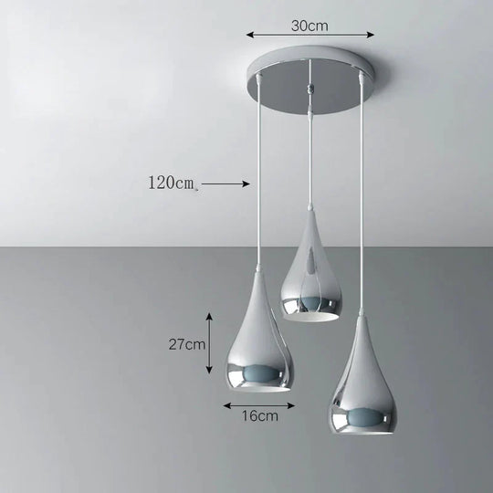 Creative Chandelier Modern Light Luxury Restaurant Simple Single Head Three Silver Bar Milk Tea