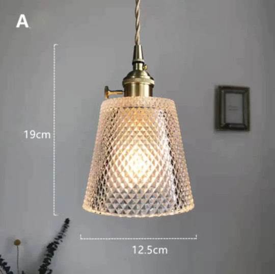 Brass Glass Bell Bedside Chandelier Nordic Simple Restaurant Bar Porch Balcony Lamp A Pendant