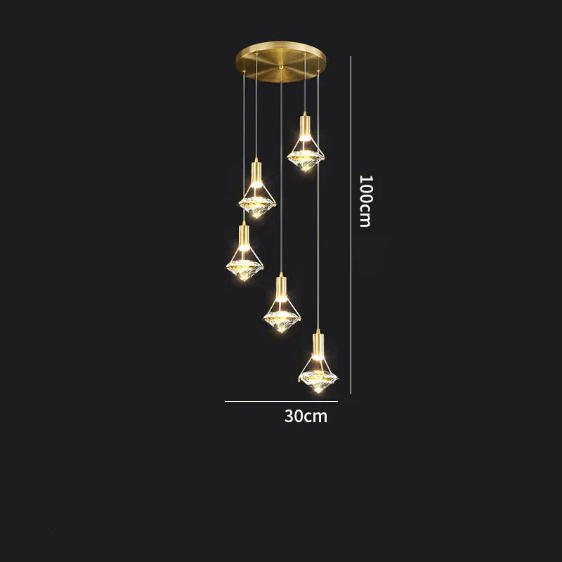 All Copper Light Luxury Restaurant Chandelier Modern Simple Atmospheric Crystal Lamp / 5 Head Disc