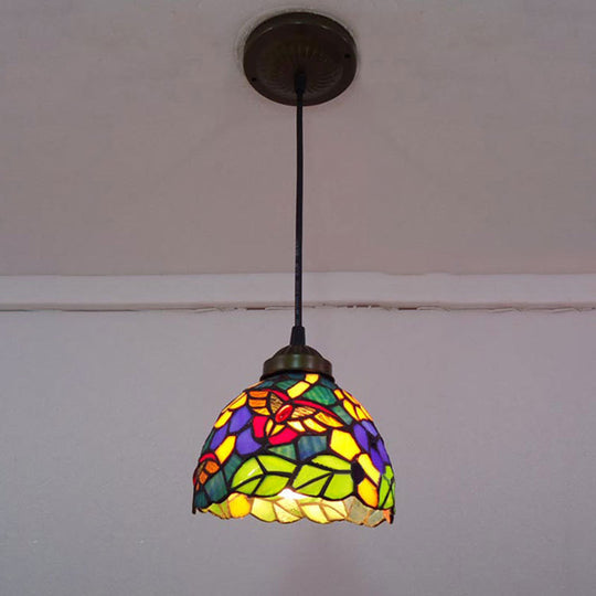 Serenity - Tiffany Dragonfly Ceiling Pendant Lamp Stunning Stained Glass Dining Black / Bird