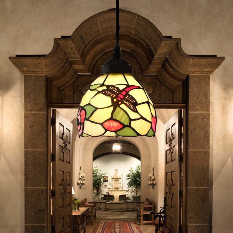 Serenity - Tiffany Dragonfly Ceiling Pendant Lamp Stunning Stained Glass Dining Black /