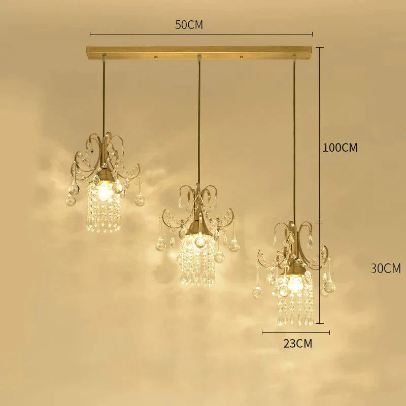 Light Luxury Small Chandelier Single Head Crystal Dining Room American Bar Porch Corridor